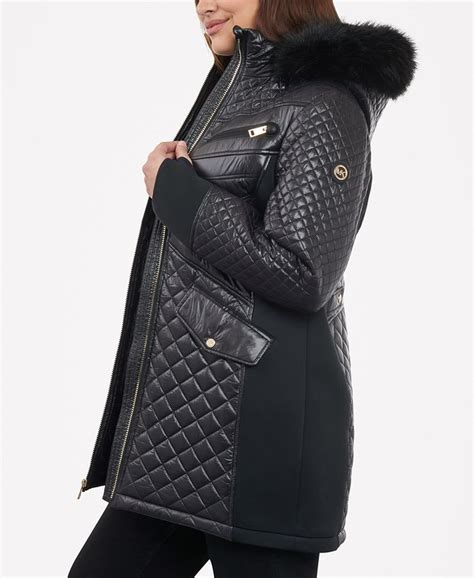 michael michael kors quilted faux fur trim hooded vest